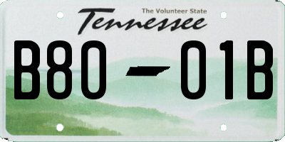 TN license plate B8001B