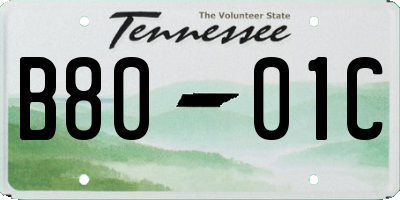 TN license plate B8001C