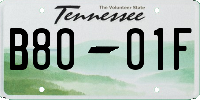 TN license plate B8001F