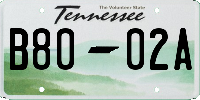 TN license plate B8002A