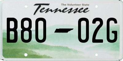 TN license plate B8002G