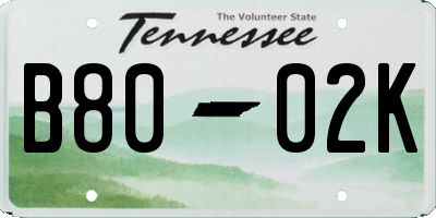 TN license plate B8002K