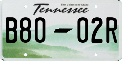 TN license plate B8002R