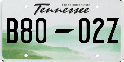 TN license plate B8002Z