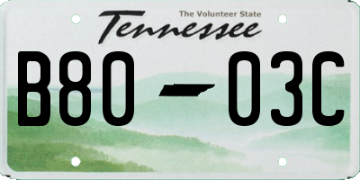 TN license plate B8003C