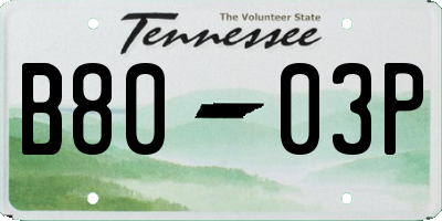 TN license plate B8003P