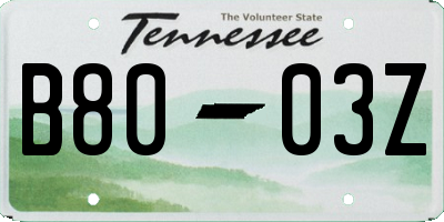 TN license plate B8003Z