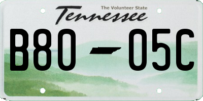 TN license plate B8005C