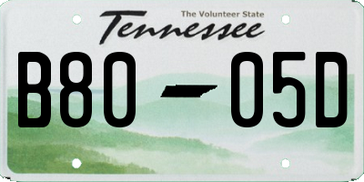 TN license plate B8005D