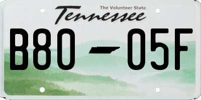 TN license plate B8005F