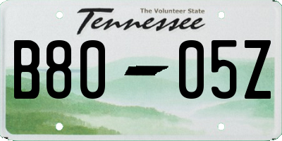 TN license plate B8005Z