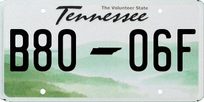TN license plate B8006F