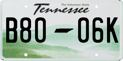 TN license plate B8006K