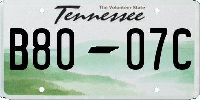 TN license plate B8007C