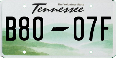 TN license plate B8007F