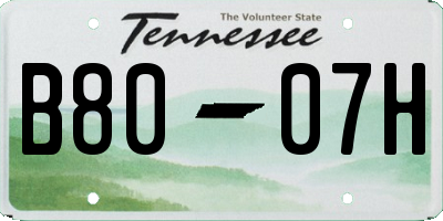 TN license plate B8007H