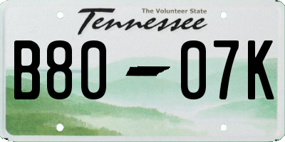 TN license plate B8007K