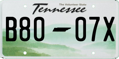 TN license plate B8007X