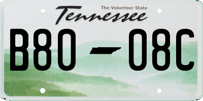 TN license plate B8008C