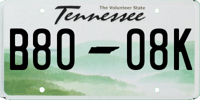 TN license plate B8008K