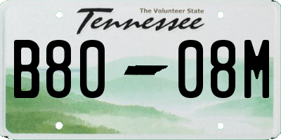 TN license plate B8008M