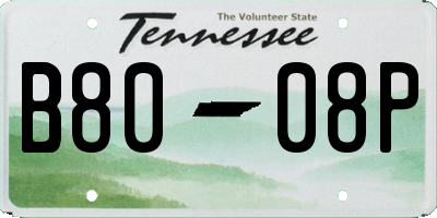 TN license plate B8008P