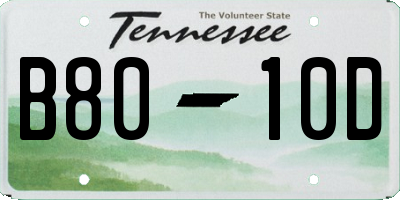 TN license plate B8010D
