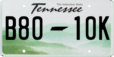 TN license plate B8010K