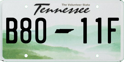 TN license plate B8011F