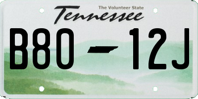 TN license plate B8012J