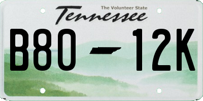 TN license plate B8012K