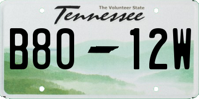 TN license plate B8012W