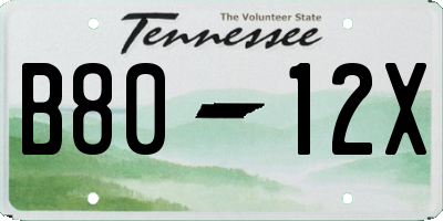 TN license plate B8012X