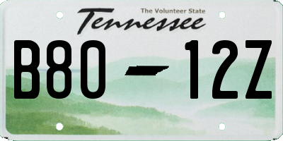 TN license plate B8012Z