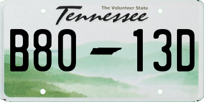 TN license plate B8013D