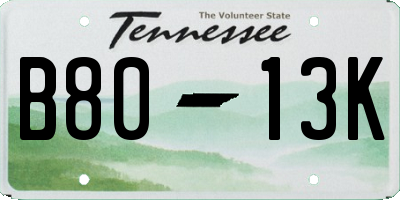 TN license plate B8013K