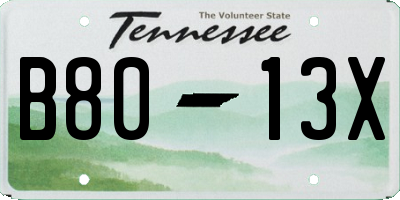 TN license plate B8013X
