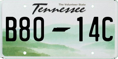 TN license plate B8014C