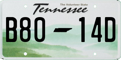 TN license plate B8014D