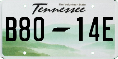 TN license plate B8014E