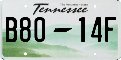 TN license plate B8014F