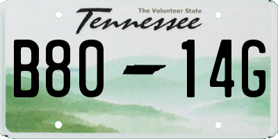 TN license plate B8014G
