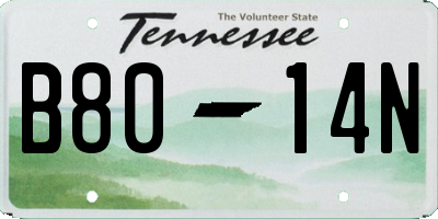 TN license plate B8014N