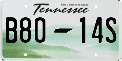 TN license plate B8014S