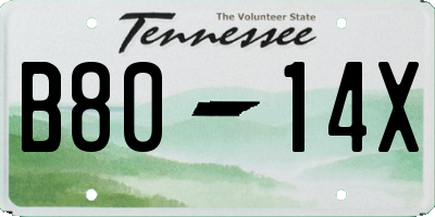 TN license plate B8014X