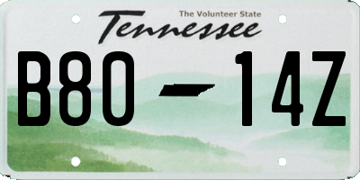 TN license plate B8014Z