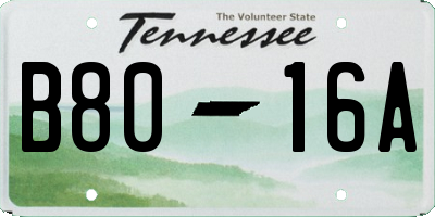 TN license plate B8016A