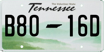 TN license plate B8016D