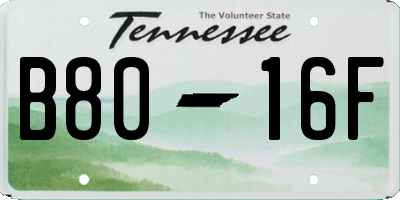 TN license plate B8016F