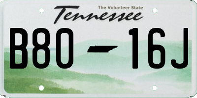 TN license plate B8016J